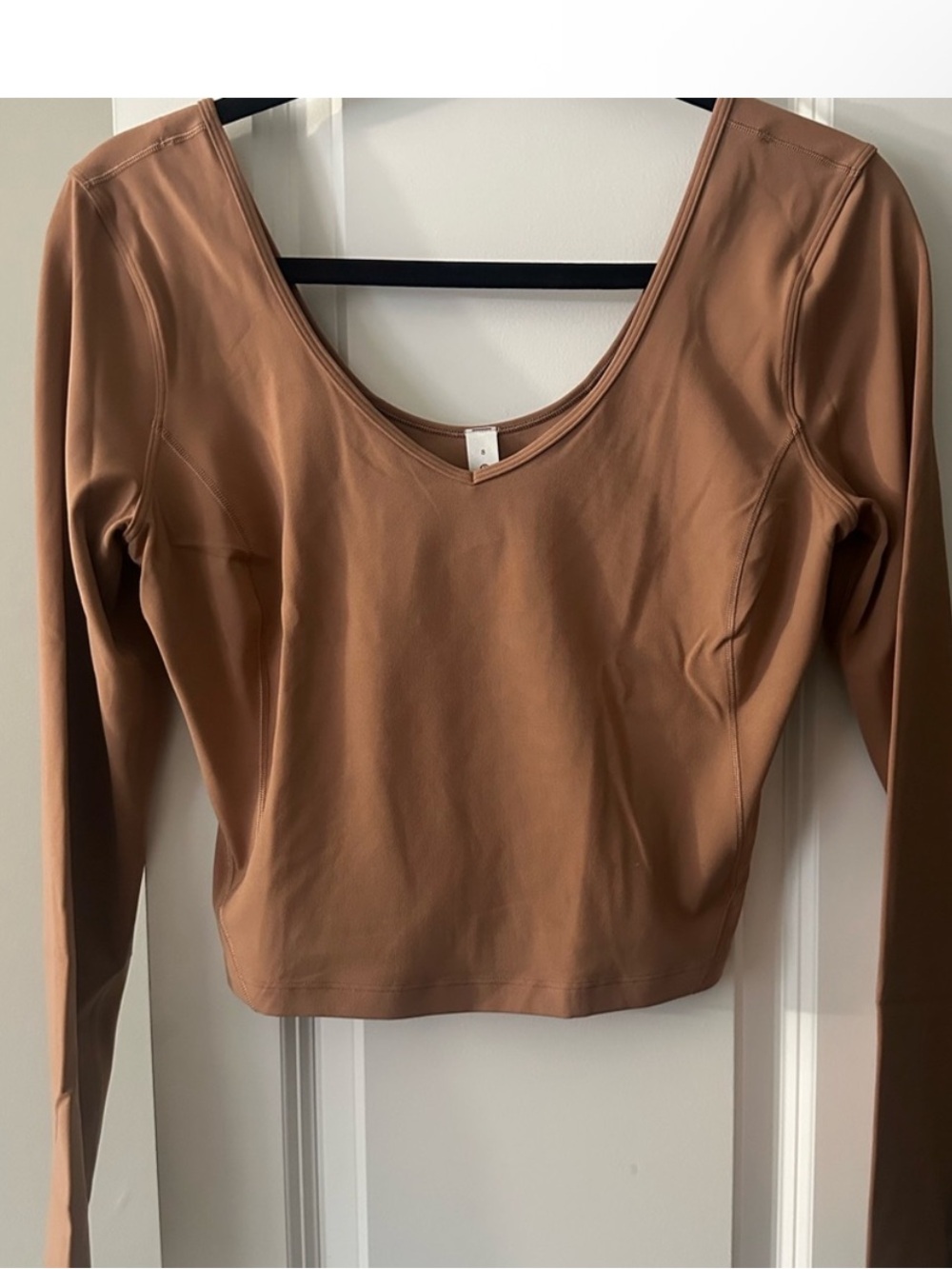 lululemon athletica Scoop Neck Long Sleeve Crop Top - Brown